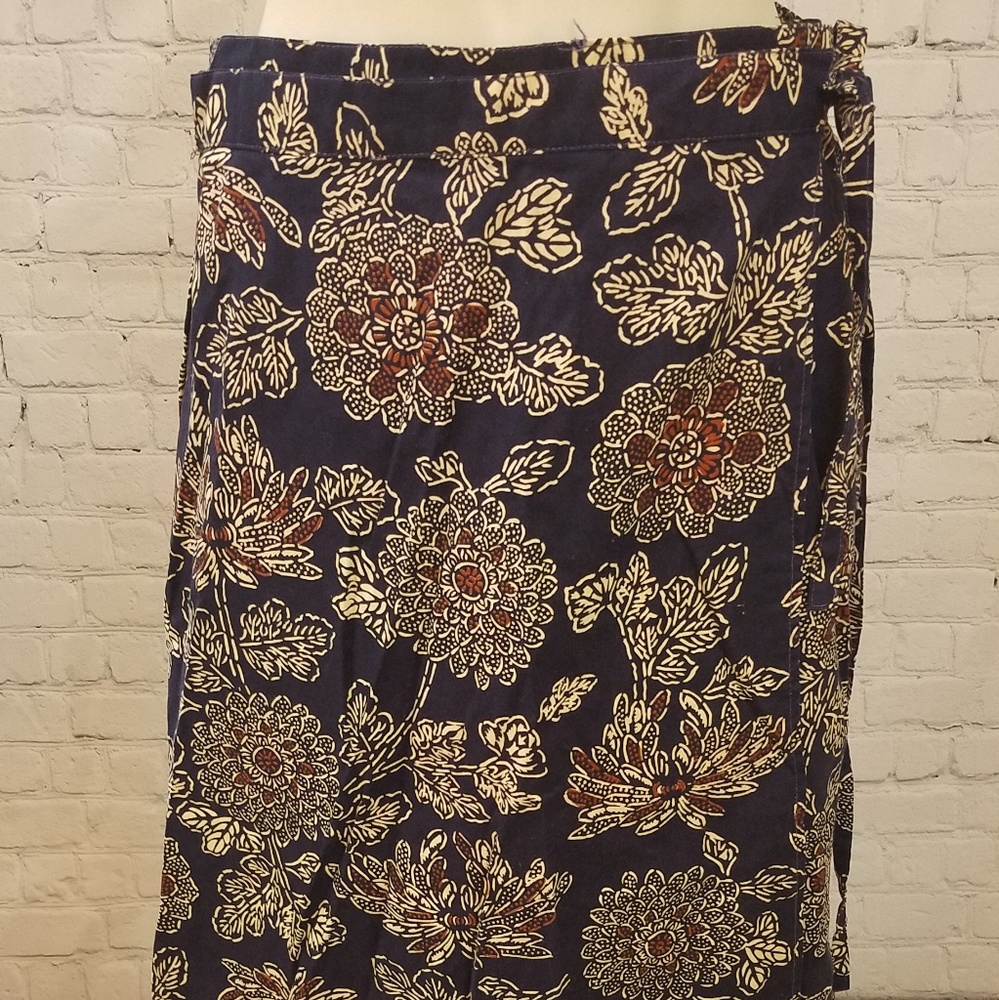 Vintage 1970s Block-print Wrap Skirt